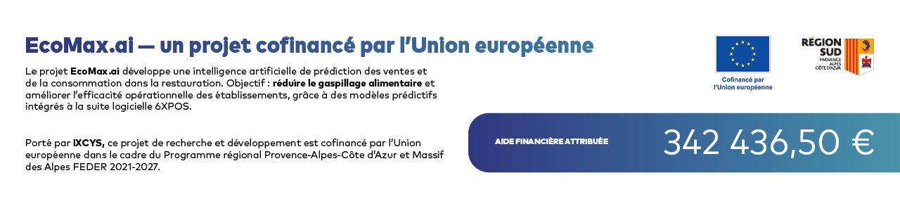 EcoMax.ai — un projet de R&D cofinancé par l'Union européenne (FEDER 2021-2027) — aide financière attribuée 342 436,50 €